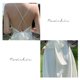 thumbnail image 2 of Vestido de satén con tirantes finos para mujer, vestido elegante de color puro con cuello en V, pajarita, espalda cruzada, para playa, blanco, L, 2 of 8
