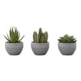 thumbnail image 2 of Artificial Plant, 6" Tall, Succulent, Indoor, Faux, Fake, Table, Greenery, Potted, Set Of 3, Decorative, Green Plants, Grey Cement Pots, 2 of 6