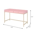thumbnail image 6 of DeeHome Pink High Gloss and Gold 2-drawer Writing Desk, 6 of 7
