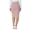 thumbnail image 3 of Falda lápiz de trabajo para mujeres INSPIRE CHIC, elástica, de cintura alta, con fruncido, estilo bodycon, midi, color rosa claro, 3 of 5
