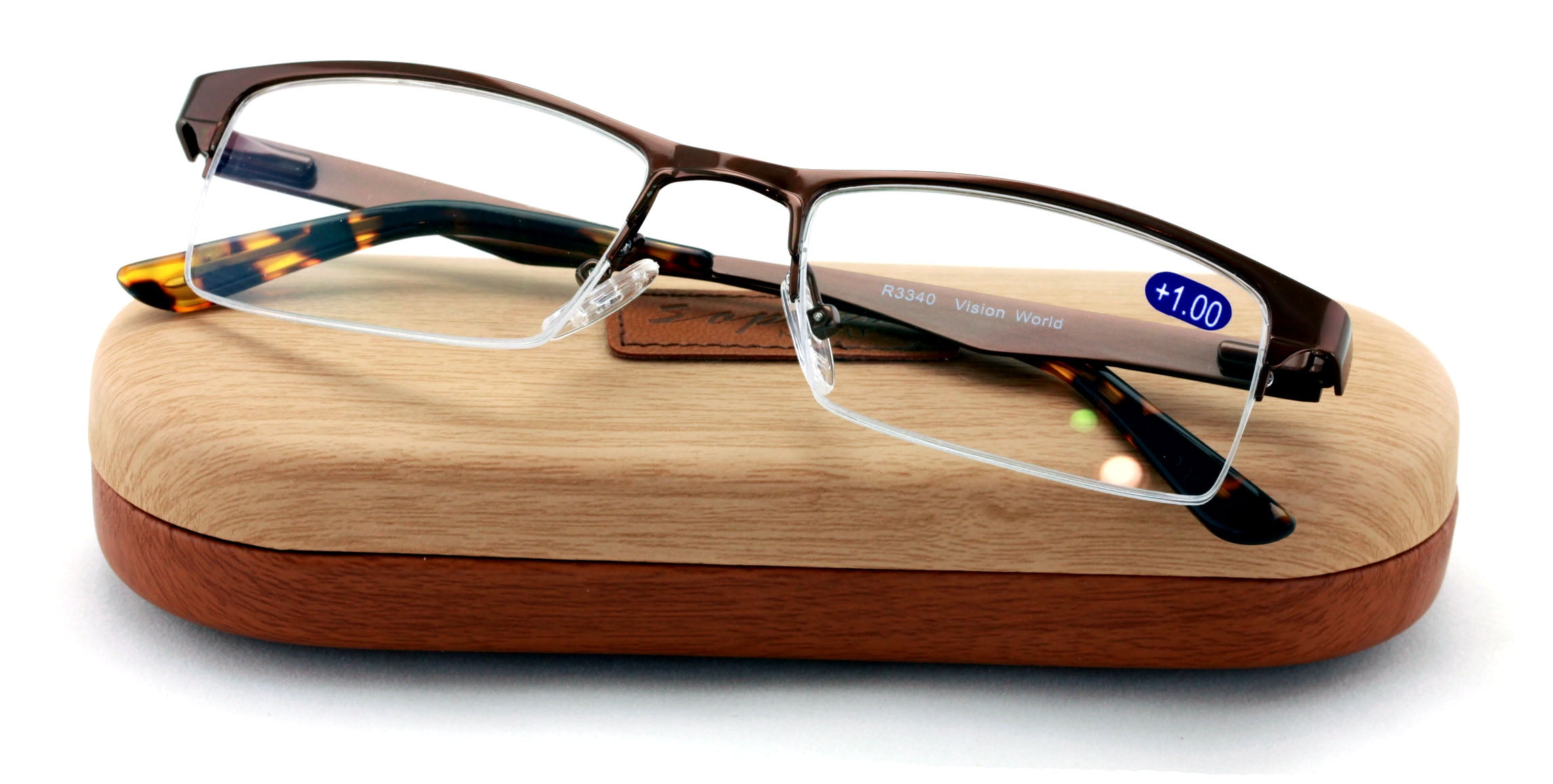 Premium Metal Half Rim Reading Glasses With Anti-reflective AR Coating Spring Hinge Reader