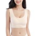 thumbnail image 6 of Lovskoo 2024 2PC Women's One-Piece Seamless Plus Thick Plus Size Vest Bra Sports Thin Underwear Traceless Comfortable Wirefree High Elasticity Breathable Gathering Bra Beige-5XL, 6 of 9