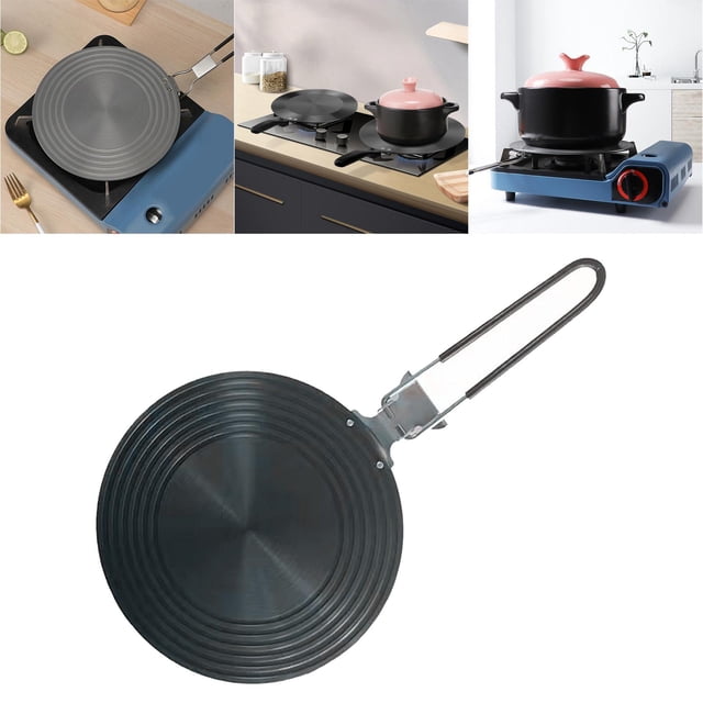 Placa difusora de calor, accesorios de cocina ahorradores de energía, placa adaptadora de inducción, convertidor de difusor de calor con mango plegabl 28cm de diámetro Macarena Placa difusora de calor