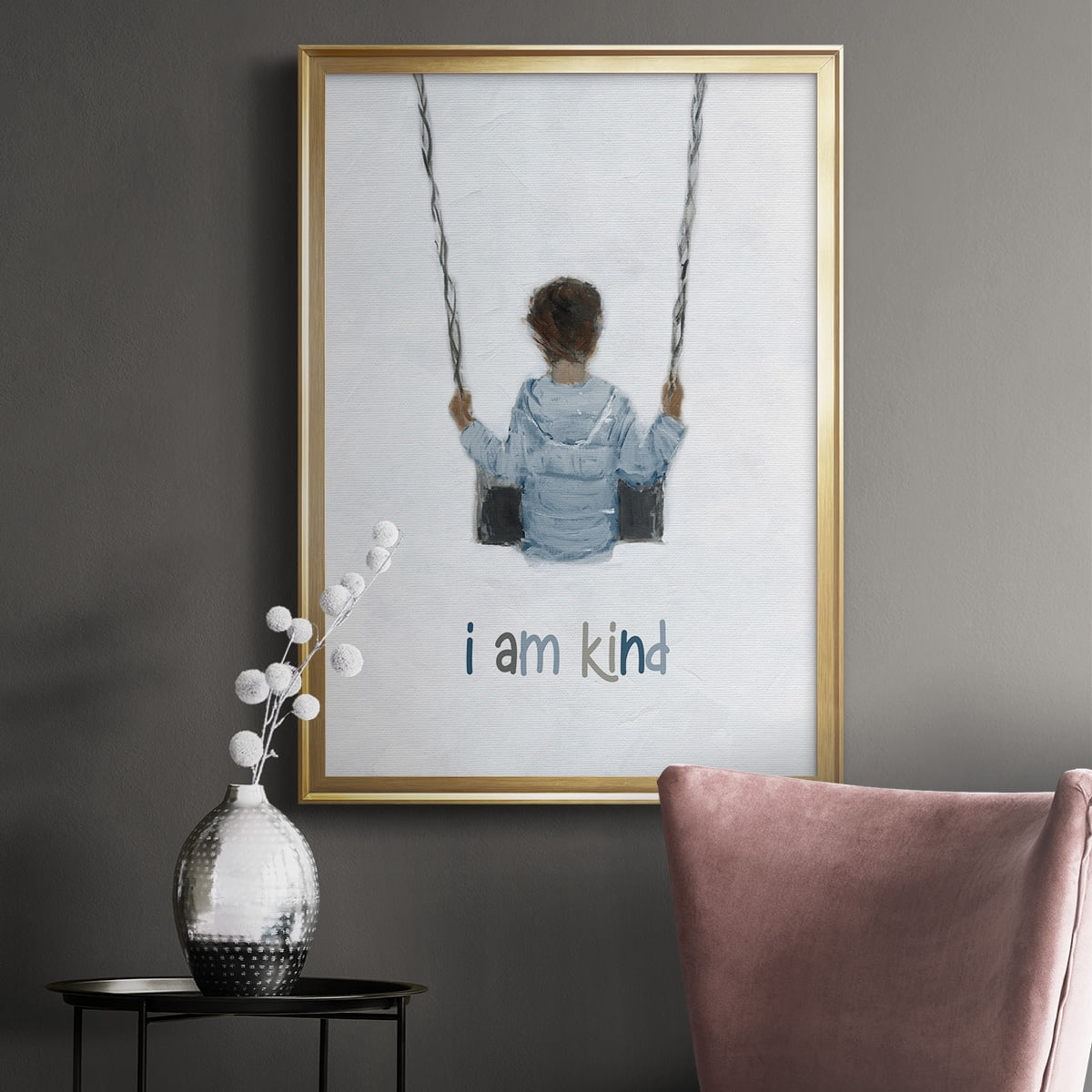 Boy on a Swing Premium Framed Print - Ready to Hang