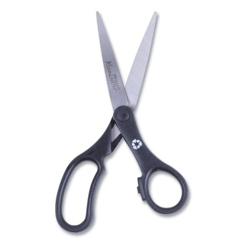 Kleenearth Basic Plastic Handle Scissors, 8" Long, 3.25" Cut Length, Black Straight Handle | Bundle of 10 Each