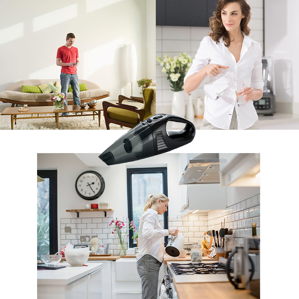 MDHAND Cordless Handheld Vacuum, 6000PA Wet and Dry Vacuum Cleaner for Home and Car, Powerful Suction, Ultra-Lightweight, Quick Charge, Black