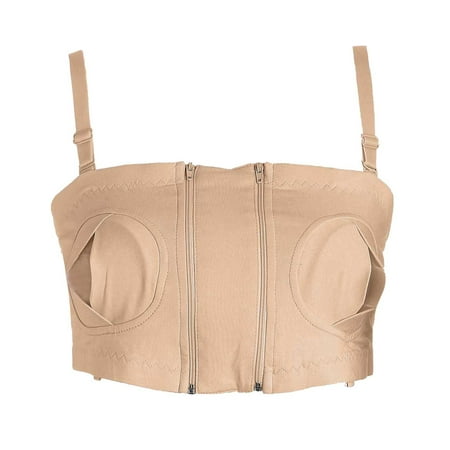 Icvfdpl Women Solid Double Zipper Hands Nursing Underwear Lactation Thin Nursing Bra Dailywear Xxxl