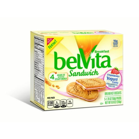 (6 Pack) Belvita Strawberry Yogurt Creme Breakfast Biscuit Sandwiches, 8.8 (Best Frozen Breakfast Foods)