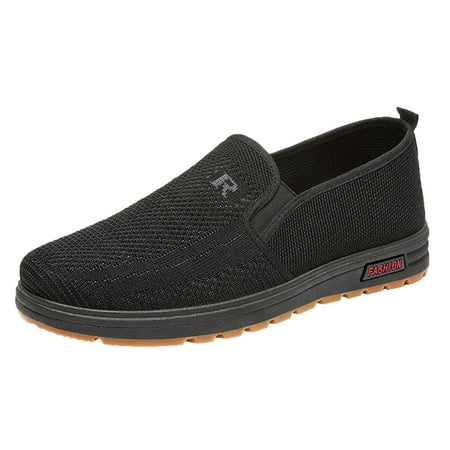 

Cathalem Fashion Spring And Summer Men Casual Shoes Flat Soft Bottom Mesh Breathable Slip On Comfortable Solid Color Simple Style Black 41