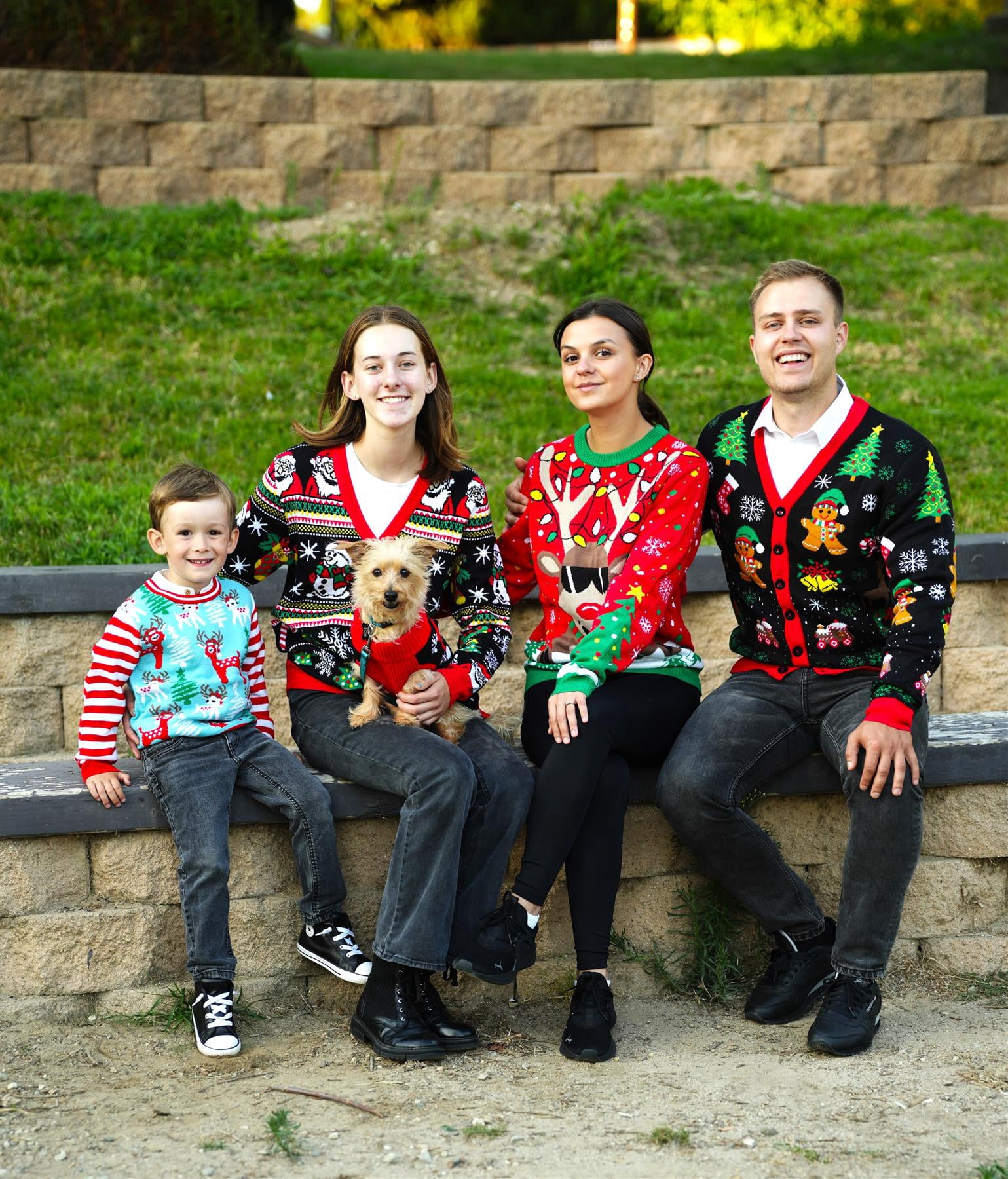 Socal Look Women's Ugly Christmas Sweater, Long Sleeve V-Neck Acrylic Holiday Cardigan, S