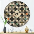 thumbnail image 2 of Designart 'Geometric Black and White Pattern II' Mid-Century Modern Wood Wall Clock, 2 of 5