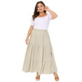 thumbnail image 3 of DARING DIVA Women's Plus Swing Maxi Elastic High Waist Boho Flowy Skirts 3X Beige, 3 of 6
