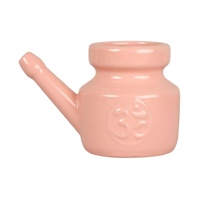 Olla de limpieza , olla de cerámica, fácil de limpiar, olla de irrigador nasal portátil de viaje duradera para lavado , limpieza Rosa