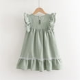 thumbnail image 3 of Eashery Princess Dress Up Clothes For Little Girls Floral Girl Smocked Elastic Printed Dress Summer Casual Wear Green 3-4 Years, 3 of 4