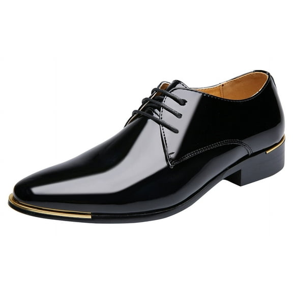 Santimon Mens Dress Shoes Leather Lace Up Pointed Toe Oxford Shoes Casual Formal Business Shoes Black 9.5 US