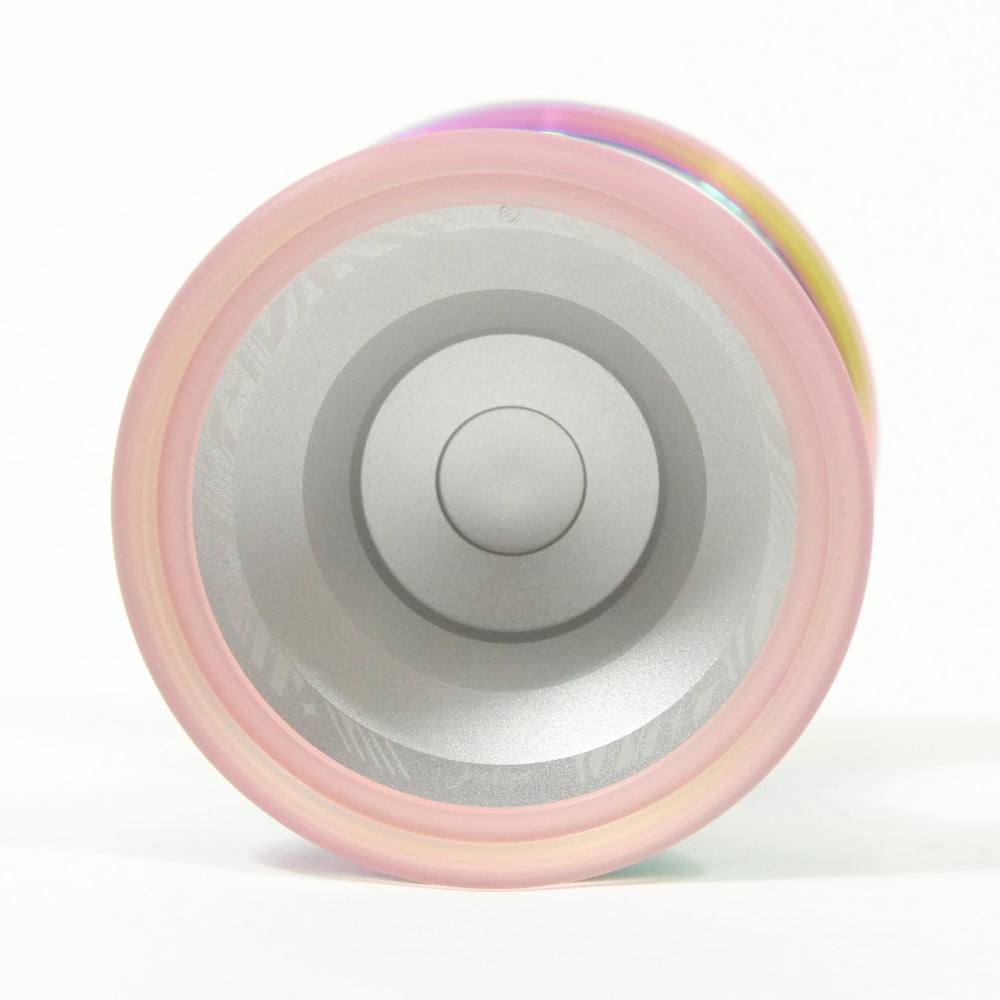C3yoyodesign Super Scintillator Yo-Yo - Hybrid Tri-Material - Simpson Wong Signature YoYo (Silver Rainbow Rims Pink Rings)