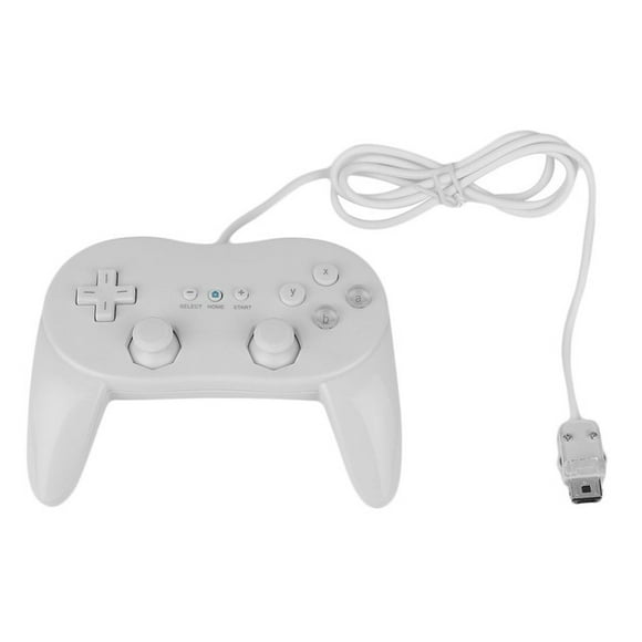 Manette de Jeu de Corne Contrôleur de Jeu Câblé Manette de Jeu de Jeu à Distance Pro Joypad Choc pour Nintendo Wii Deuxième Génération Blanc