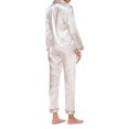 thumbnail image 2 of FEORJGP Women 2 Piece Satin Pajama Set Ladies Soft Loungewear Long Sleeve Shirt Lapel Button Tops and Elastic Pants Loose Casual Sleepwear for Nightwear, 2 of 6