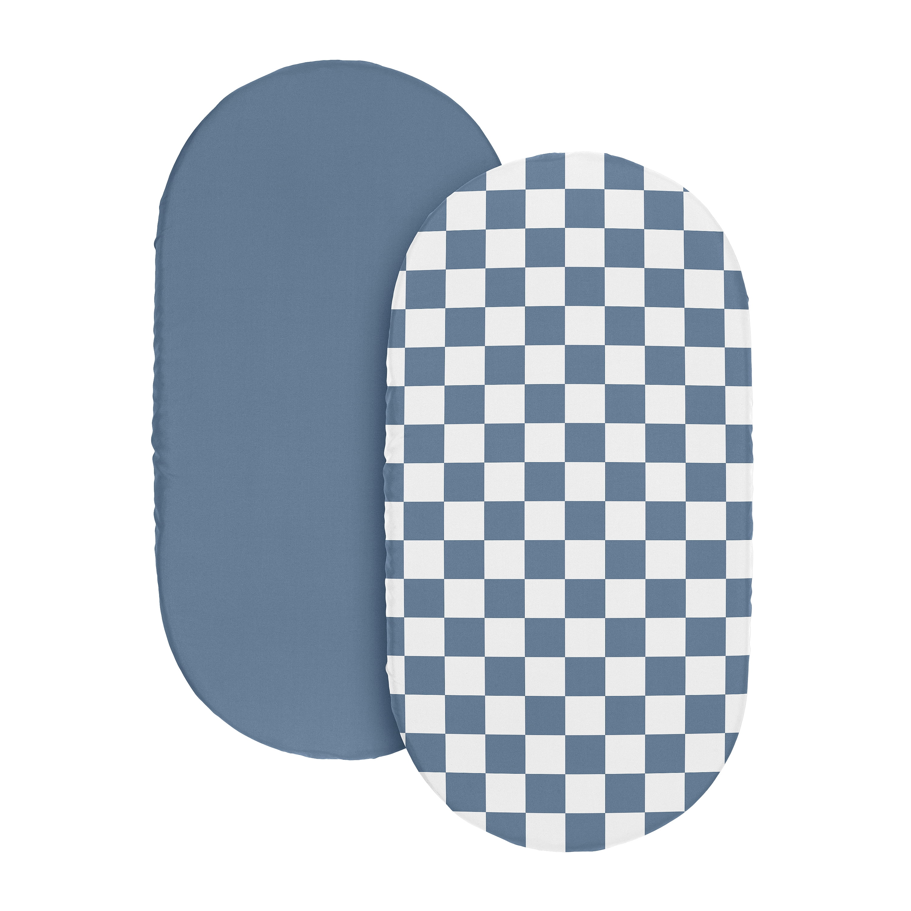 Sweet Jojo Designs Blue Gingham Checkered Plaid Boy Baby Bassinet Fitted Sheets Set 2 Piece