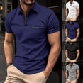 thumbnail image 6 of Mens Zip Neck Shirt Short Sleeve Regular Work Casual Slim Fit Tee Tops Formal, 6 of 10