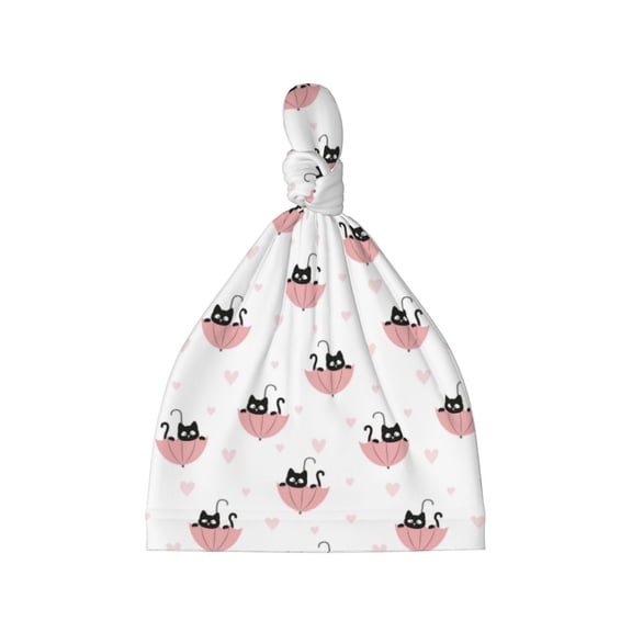 Balery Umbrella Cat Pattern Baby Beanie, Knotted Baby Hat, Infant Hat, Newborn Beanie, Adjustable Beanie, Baby Cap, Newborn Headwear