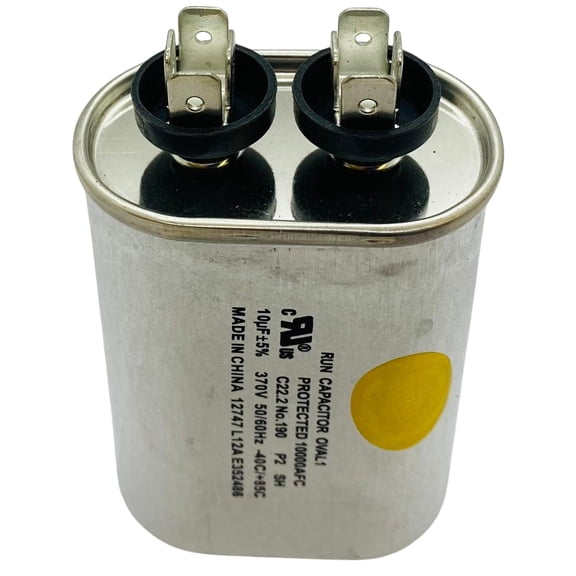 Run Capacitor, Oval, 10 Mfd., 370 Volt, CR10X370