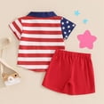 thumbnail image 7 of Toddler Boy Clothing Sets 4th of July Baby Boy Outfit Cute American Flag Print Button Down Shirt & Red Shorts 2-Piece Outfit, 7 of 7