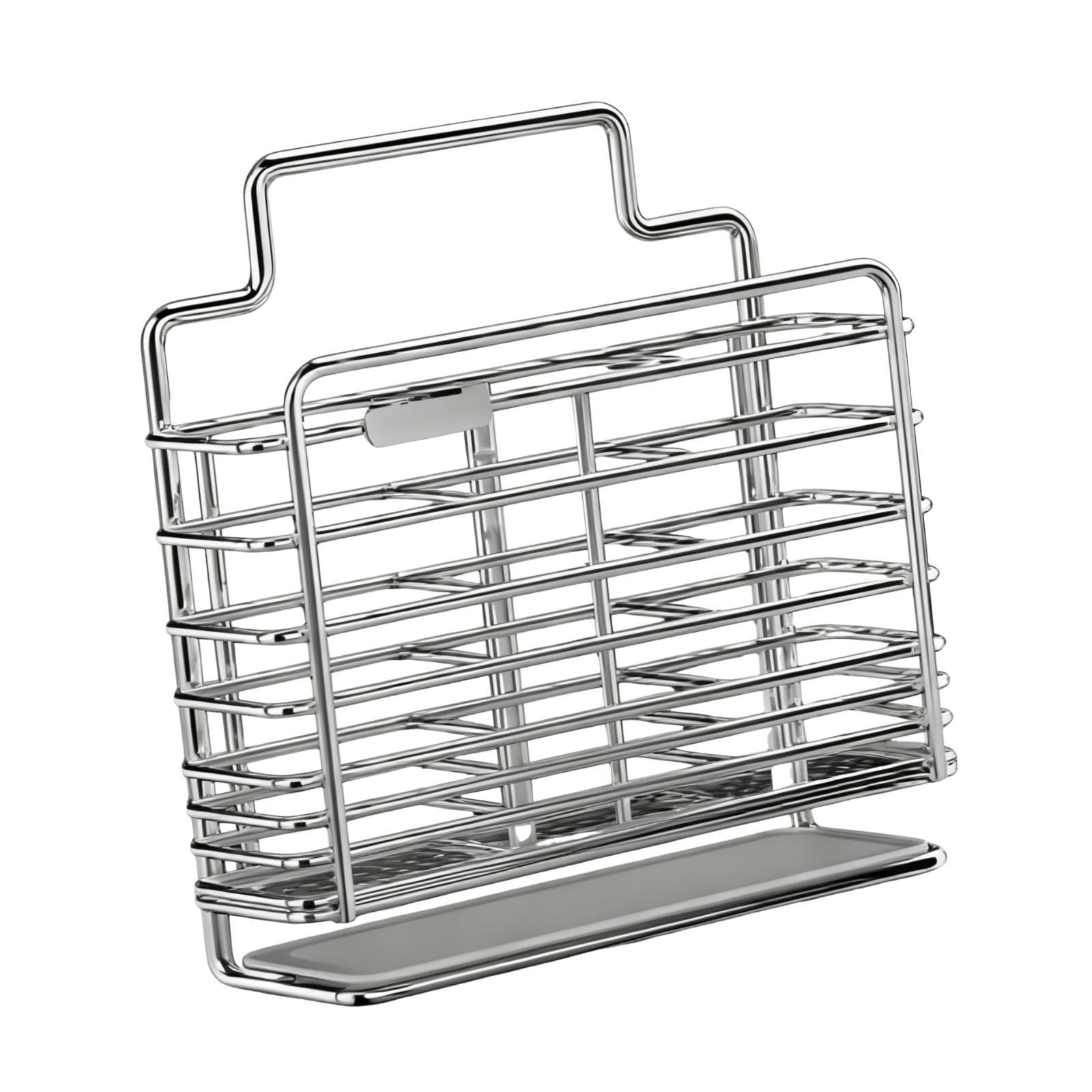 Utensil Holder Kitchen Organizer Cutlery Rack Stainless Steel Three Compartments for Home Wall Mount Storage Drying