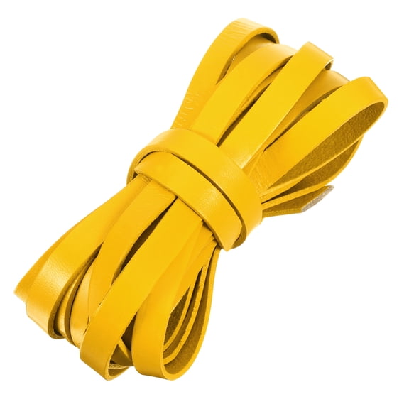 Flat Leather Cord, 5.5 Yard 10mm Leather String Strips for DIY Crafting Yellow