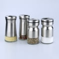thumbnail image 4 of Juego de botellas de condimento en polvo con orificio invertido ajustable - Botella de vidrio de acero inoxidable, 4 of 6