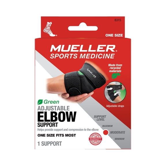 Mueller Green Adjustable Elbow Support, OSFM, Black