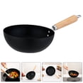 thumbnail image 3 of Mini Cooking Pan Stainless Steel Wok With Wood Handle Portable Camping Cooking Pot Non-sticky, 3 of 8