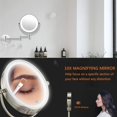 thumbnail image 3 of Professional Lighted Makeup Mirror, 10X 2-Sided Magnifying Vanity Mirror with LED Lights, Senior Pearl Nickel Cosmetic Mirror, 360 Rotation with USB Cable Operated, 3 of 7