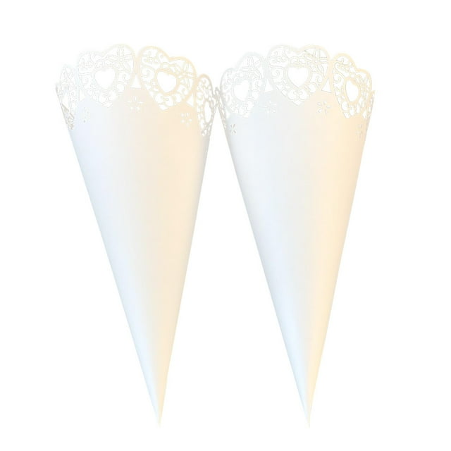 Envoltorios de cono de flores secas con patrón de corazón ahuecado, papel de encaje para manualidades, pequeño ramo de flores, envolver, tubo