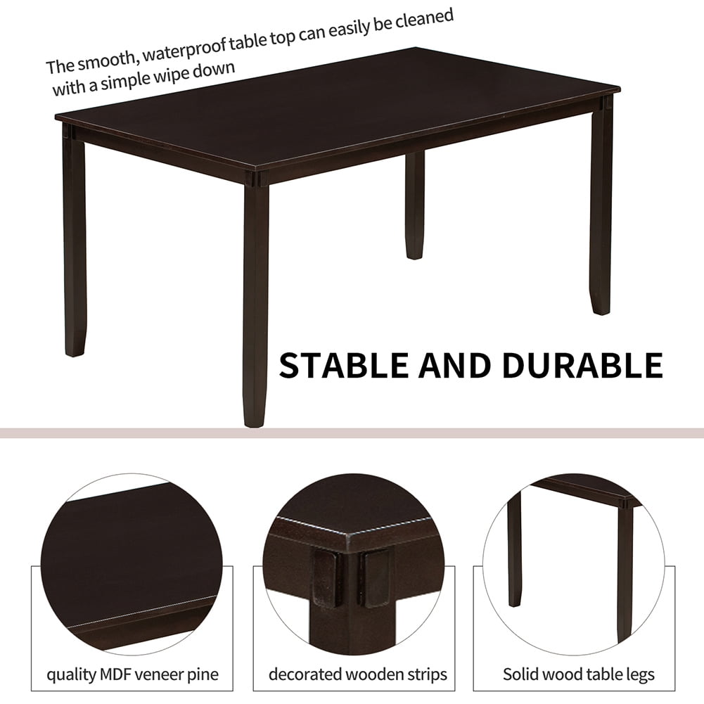 Resenkos 6-Piece Indoor Modern Rectangular Dining Table Set for Kitchen, Espresso Resenkos 6-Piece Indoor Modern Rectangular Dining Table Set for Kitchen, Espresso