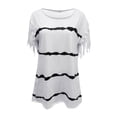 thumbnail image 4 of Sngxgn Women V Neck Ribbed Short Sleeve Shirt Fitted Basic Top(White,XXL), 4 of 5