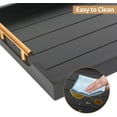 thumbnail image 6 of Large Wooden Coffee Table Trays with Handles (2 Sets) - Black Wood Serving Trays, 4 Coasters Included, 6 of 8