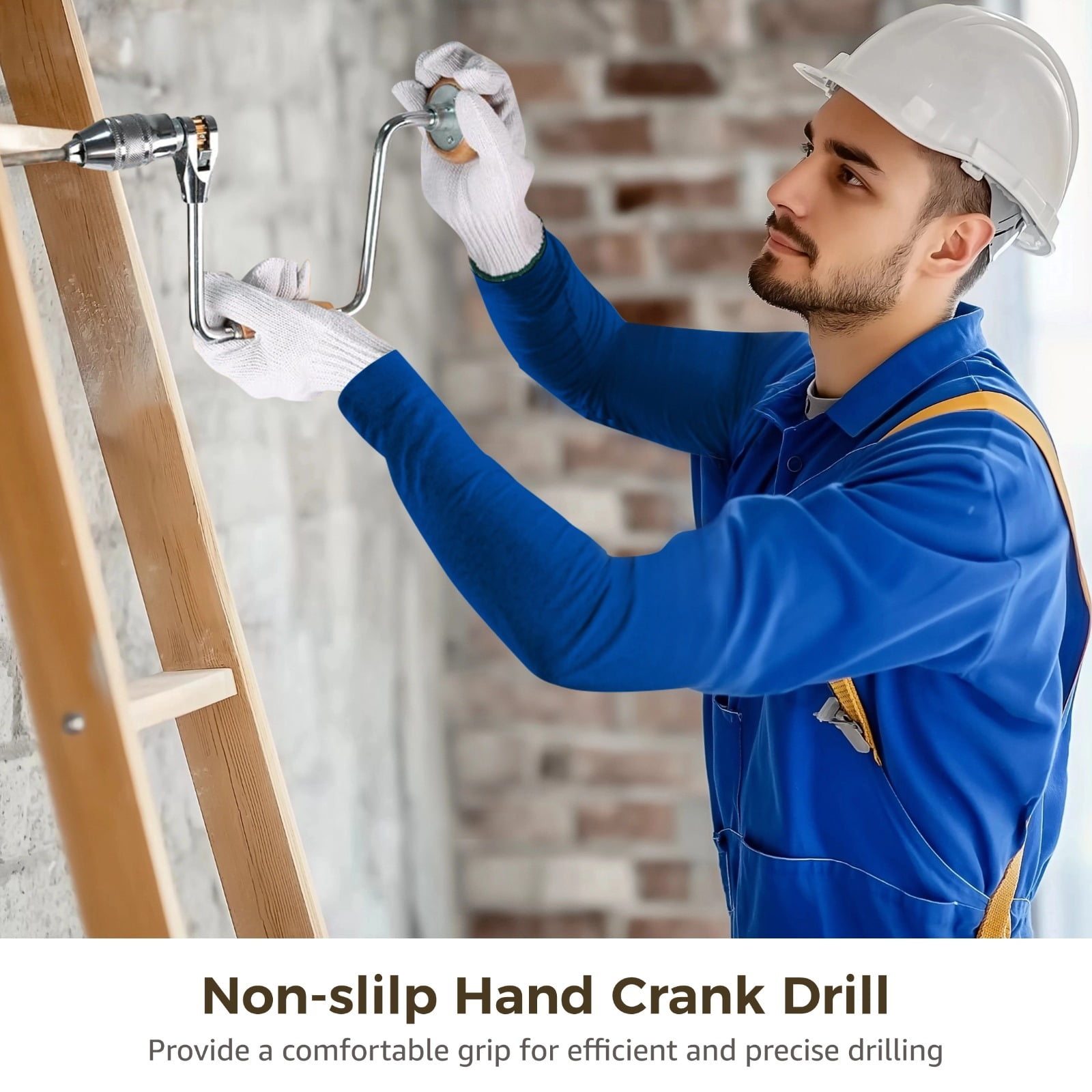 2 Pcs Carpenters Bit Braces, Hand Crank Drills with 4-Jaw Chucks & Handles, Swing Bit Braces, Non-slip Manual Hand Drills for Woodworking