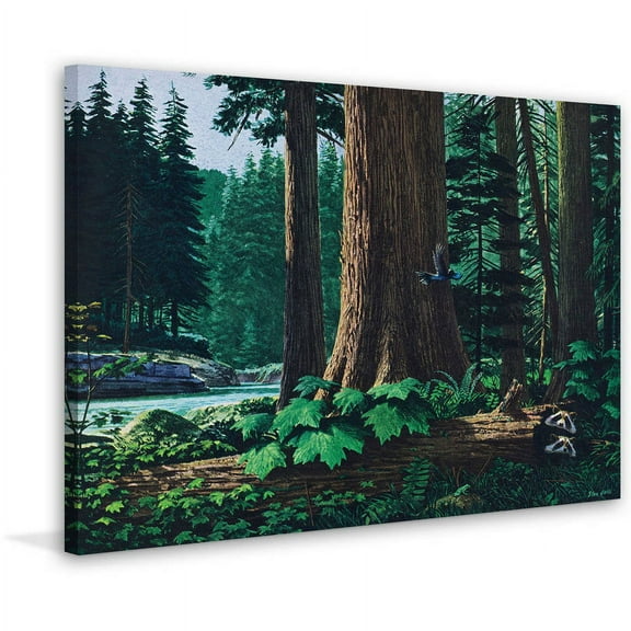 "Racoon Family" Painting Print on Wrapped Canvas