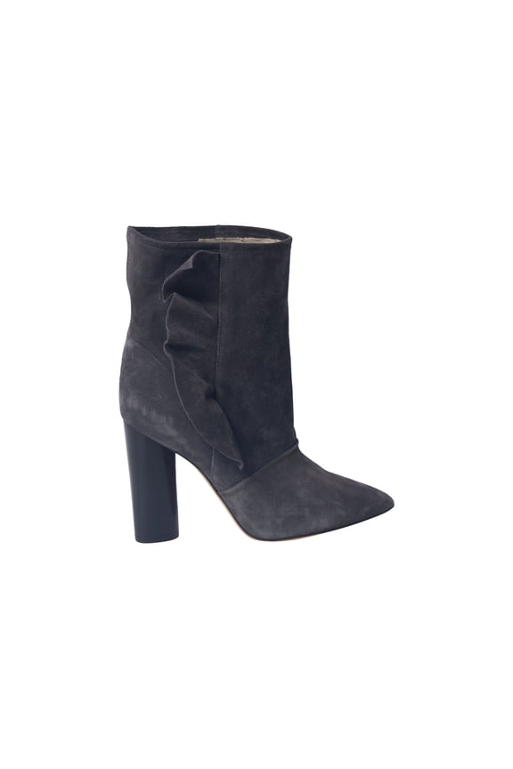 Pre-Owned Iro Ruffle Trimmed Ankle Boots in Grey Suede