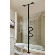 Stander Wonder Pole, Security Pole and Curve Grab Bar, Bathroom Safety Rail for Elderly, Tension Mounted Floor to Ceiling Safety Assist Handle for Seniors, Supports 300 lbs, Black