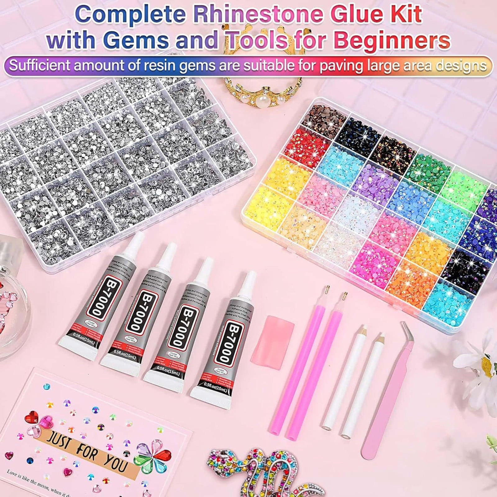 ERTZAE&nbsp;28 Color Resin Jelly Rhinestones For Bedazzling,Flatback Gems For Crafting,Bedazzling Kit For Clothing Shoes Book Diamond Art