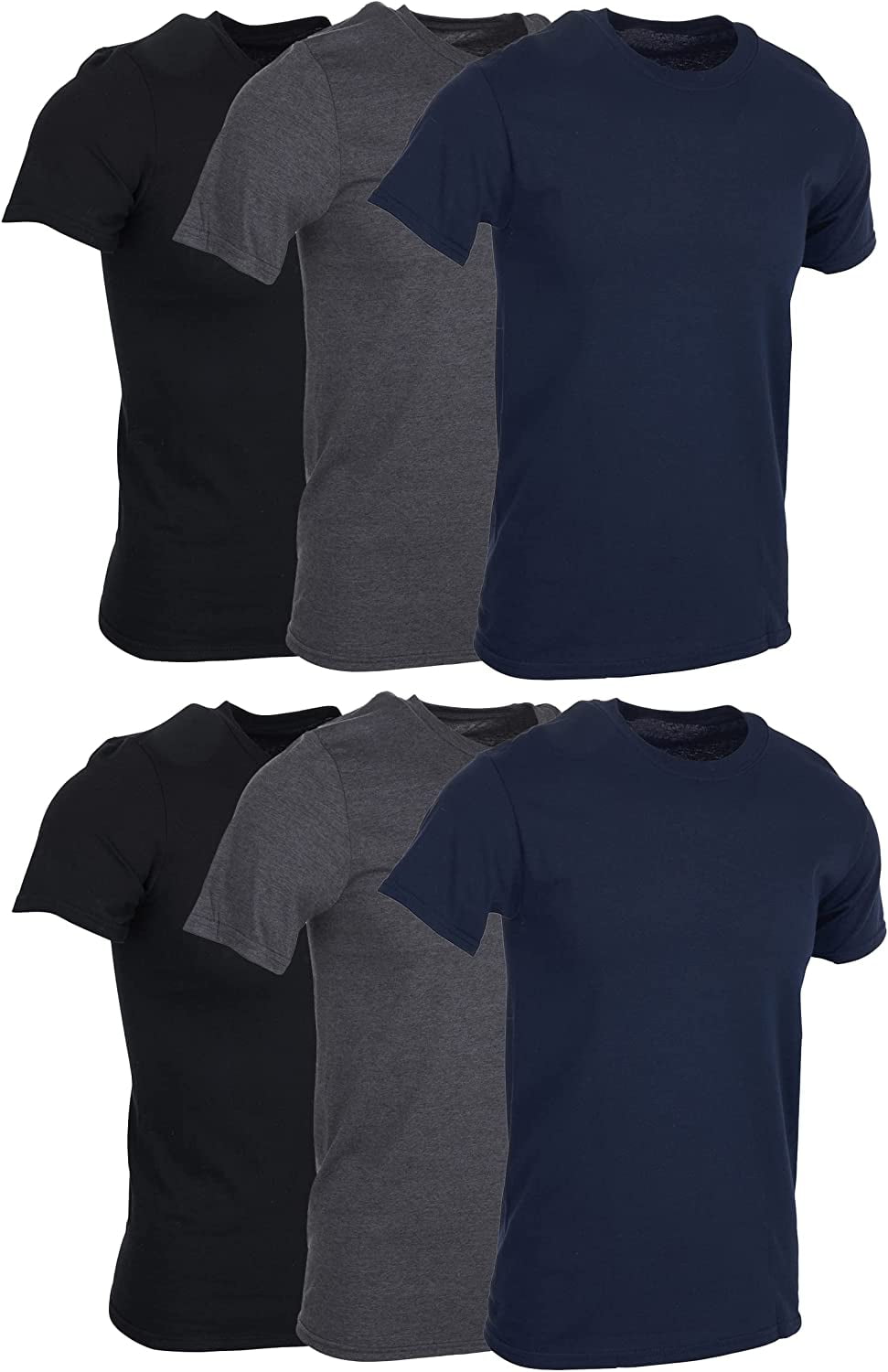 BILLIONHATS 6 Pack Men’s Cotton TShirt Bulk Packs, Big Tall Short
