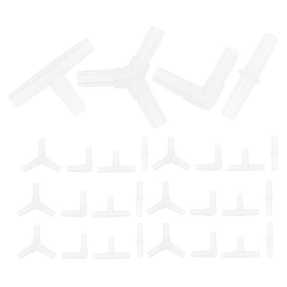 Homoyoyo Aquarium Oxygen Hose Connector Fittings ABS Plastic 32 Pieces for Fish Pump Tubing