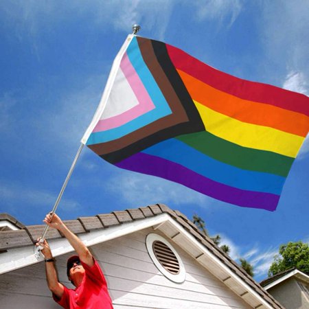 QLASH Progress Pride Flag Rainbow Vibrant Colors(3’x 5’, Poly,1 Pack) Perfect for Showing Your Pride LGTBQ Community Support