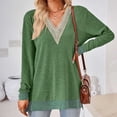 thumbnail image 4 of Pompotops T-shirt à Manches Longues Ample à Col en V Contrasté Fendu pour Femme Liquidation, 4 of 6