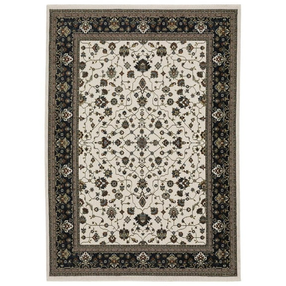Oriental Weavers Vivian Area Rug - VI02B - 2'3" x 7'6" - in Ivory/ Navy - Vintage Inspired, Stain Resistant, Family and Pet Friendly , Entryway, Hallway Runner Rug