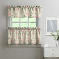 thumbnail image 2 of Pioneer Kitchen Curtains and Valance Set 24 Inch Tier Beautiful Pink Roses Bush Curtains Small Drapes for Cafe Living Room Bathroom Farmhouse 3 Pieces Set Rod Pocket, 2 of 6