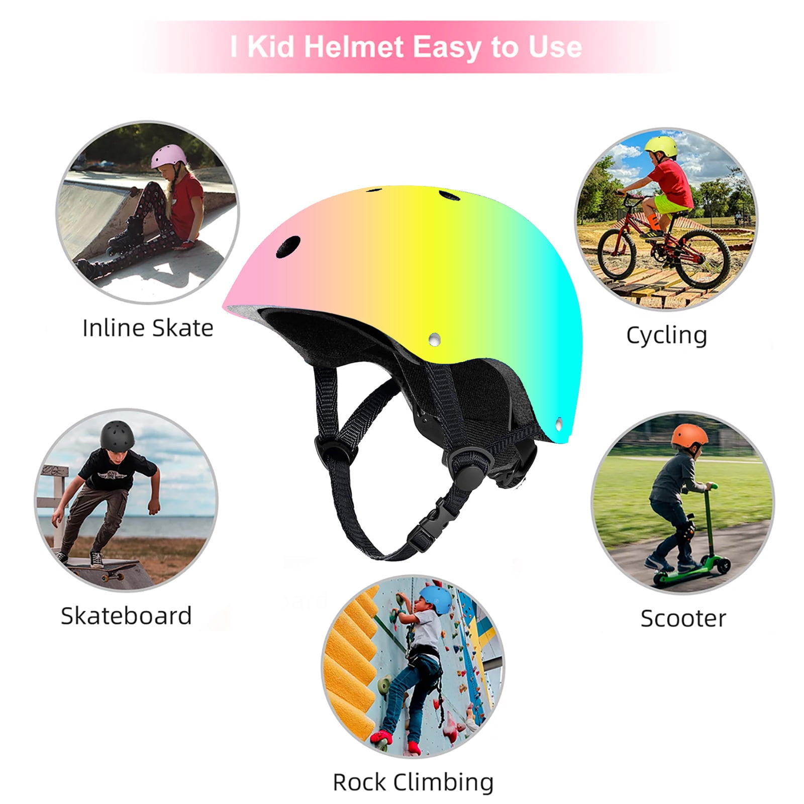 Yuphony Bike Helmet Toddler Helmet Ages 2-8 Years Old Boys Girls Multi-Sport Helmet Adjustable Cycling Multi-Sport for Football Roller Skating Scooter Pink