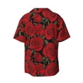 thumbnail image 6 of Lsque Rose Flowers print Men's Cuban Collar Short Sleeve Shirt Summer Beachwear Casual Button Down Fashionable Vacation Leisure Shirt-Medium, 6 of 7